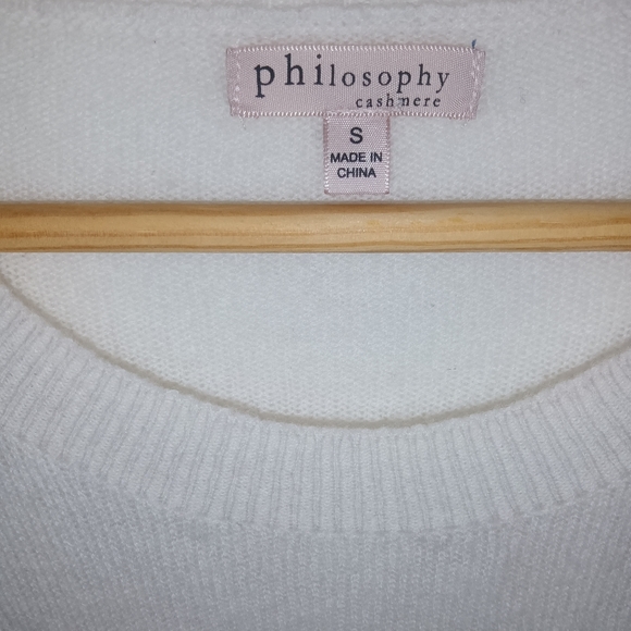 PHILOSOPHY 100% Cashmere Eggshell Cream White Lightweight Sweater Top Sz S - Picture 5 of 9